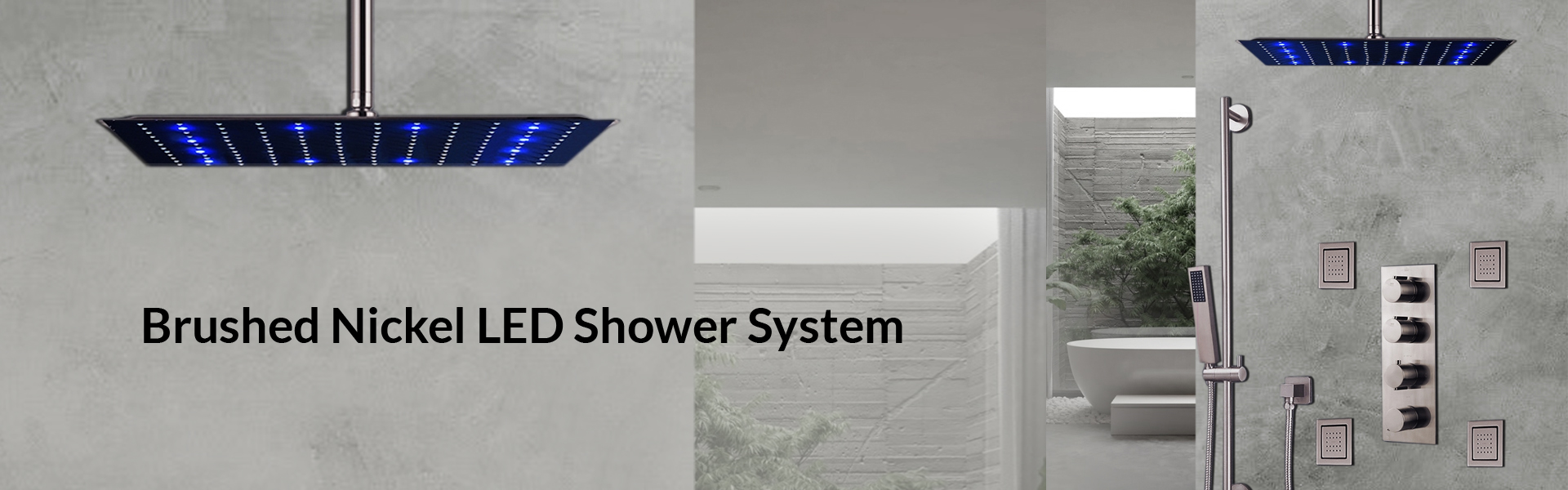 Brushed Nickel LED Shower System